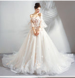 solvbao Ivory Tulle Ball Gown Sweetheart Flower Lace Long Evening Gown Party Dress, Ivory Quinceanera Dress