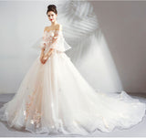 solvbao Ivory Tulle Ball Gown Sweetheart Flower Lace Long Evening Gown Party Dress, Ivory Quinceanera Dress