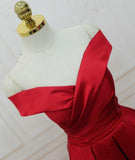 solvbao Popular Red Satin Off Shoulder Prom Dresses , Prom Party Dresses, Formal Gowns