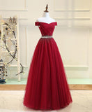 solvbao Charming Off Shoulder Beaded Party Dress 2019, A-line Floor Length Party Dress