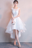 solvbao White High Low Graduation Dress , Tulle and Lace Party Dresses