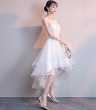 solvbao White High Low Graduation Dress , Tulle and Lace Party Dresses