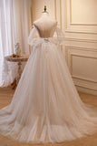 kamahe Charming Spaghetti Straps Ball Gown Off The Shoulder A Line Tulle Long Prom Dresses