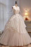 kamahe Elegant Ivory Spaghetti Straps Ball Gown with Bowknot A Line Tulle Long Prom Dresses