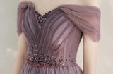 Solvbao Light Purple Sweetheart Off ShoulderTulle A-line Formal Dress, Purple Prom Dress Evening Dress