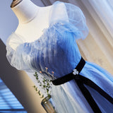 Solvbao Lovely Blue Beaded Long Evening Dress New Style Party Dress, Blue Tulle Formal Dresses