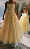 kamahe Chic Yellow Long Backless Prom Dresses For Teens Charming Party Dresses