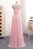 kamahe Elegant Strapless A-line Pink Chiffon Long Prom Dresses Girly Dresses