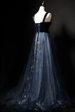 kamahe Elegant Long Lace Up Velvet Tulle Prom Dresses Modest Party Gowns