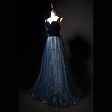 kamahe Elegant Long Lace Up Velvet Tulle Prom Dresses Modest Party Gowns