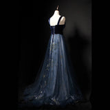 kamahe Elegant Long Lace Up Velvet Tulle Prom Dresses Modest Party Gowns