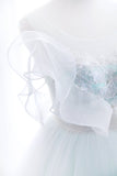 Solvbao Mint Green and White Glam Tulle with Lace Long Wedding Party Dress, Beautiful Formal Dresses