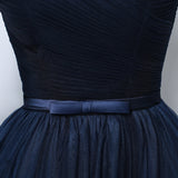 Solvbao Navy Blue Off Shoulder Sweetheart A-line Bridesmaid Dress, Blue Prom Dress Party Dress