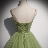 Solvbao Lovely  Green Tulle Prom Dress , Long Green Evening Party Dresses Sweet 16 Dresses