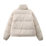 1150262 2023 Winter new stand-up collar loose and thickened warm corduroy cotton-padded jacket women's B23129