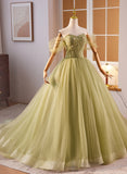 Solvbao Light Green Sweetheart Tulle Long Formal Dress, Light Green Prom Dress Party Dress