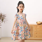 SOLVBAO 24 Summer Girls' Dress Children's Korean Princess Dress Cotton Silk Sleeveless Vest Skirt Little Girl Floral Skirt Wholesale