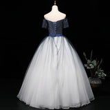 Solvbao Beautiful Gradient Sequins and Tulle Long Party Dress, Blue Evening Dress Sweet 16 Gowns