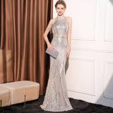 SOLVBAO Evening Dress Women's Elegant Light Luxury Goddess Fan High-End Noble Lady Banquet Party Long Slim Fishtail Dress