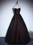 solvbao A-line Black and Red Lace Long Party Dress, Black and Red Prom Dress