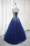 solvbao Gorgeous Sparkle Blue Sweet 16 Dress, Handmade Beaded Formal Gown, Junior Prom Dress