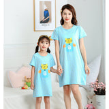 SOLVBAO Summer Girls' Nightdress Pure Cotton Children's Thin Short Sleeve Pajamas Air Conditioning Clothes Girls' Big Children Parent-Child Mother-Daughter Matching Outfit Wholesale