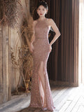 SOLVBAO Halter Evening Dress Women's  New Elegant Fishtail Light Luxury Minority High-End Ladies Host Dress High Sense