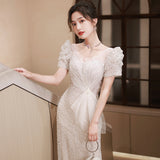 SOLVBAO Fishtail Evening Dress for Women  Summer New  Entry Lux Sequined Niche Wedding Dress Annual Meeting Dinner Dress