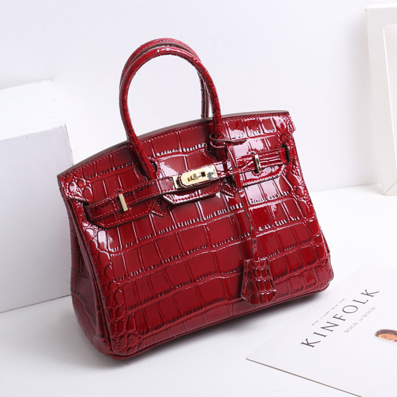 SOLVBAO 2025  new patent leather alligator pattern platinum bag chain genuine leather women's bag fashionable versatile atmospheric shoulder handbag