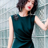 SOLVBAO Small Dress Women's Short Host Dress Elegant Socialite Daily Style Elegant Banquet Evening Dress