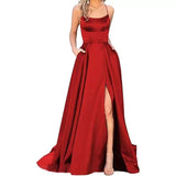 SOLVBAO Cross Border New Party Bridesmaid Dress Solid Color off-the-Shoulder Long Long Dress Small Trailing Banquet Evening Dress