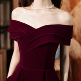 Solvbao Dark Red Velvet Long Party Dress Prom Dress , A-line Formal Dresses Evening Dresses