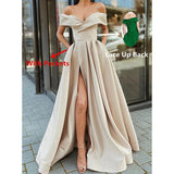 SOLVBAO Dress  New European and American Foreign Trade Cross-Border Party Evening Dress off-Shoulder Satin Long Overseas Dress Summer