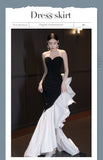 Annual Meeting Tube Top Evening Dress Bride Temperament Toast Dress French High Sense Black Banquet Slim Fit Slimming Fishtail Skirt