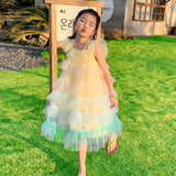 SOLVBAO Girls' Dress Summer  New Girls' Western Style Tulle Tutu Skirt Princess Dress Summer Clothes Children's Net Red Dress