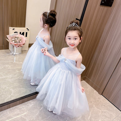 SOLVBAO Girls' Princess Elsa Dress  Summer Frozen Elsa Birthday Formal Dress Children's Fairy Gauze Dress