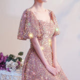 SOLVBAO Sequined Evening Dress for Women  Spring Small Temperament Chorus Costume Host Dress Banquet Dress