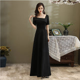 solvbao Black One Shoulder Long A-line One Shoulder Party Dress, Simple Black Evening Dress