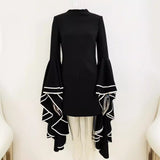 SOLVBAO In Stock  New European and American Star Fashion Dignified Sense of Design Exaggerated Large Ruffle Sleeve Dress Small Dress