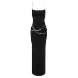 SOLVBAO High-End Chain Suspender Skirt  Women's Dress Party Dress European and American Fashion Cross-Border Evening Dress Sexy