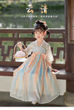 SOLVBAO Child Girl Ancient Chinese Clothing Dress Spring and Autumn Thin Hanfu Chinese Style Classical Tang Suit Jacket and Dress New Super Fairy