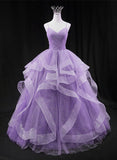 Solvbao Cute Light Purple Tulle Long Layers Straps Party Dress, Sweet 16 Formal Gown