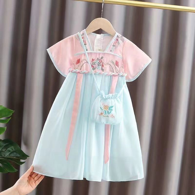 SOLVBAO Hanfu Girls Summer Dress  New Ancient Costume Chinese Style Super Fairy Dress Children's Ancient Tang Suit Summer