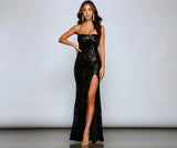 SOLVBAO Cross-Border European and American Sexy off-Neck Sequined Evening Dress Elegant Slit Banquet Party Dress