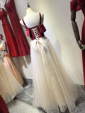 Solvbao Charming Straps Tulle Velvet and Tulle Party Dress, Handmade Formal Gown