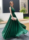 Solvbao Dark Green Chiffon Halter Long Wedding Party Dress, Dark Green Bridesmaid Dress