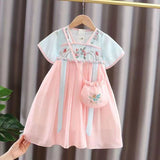 SOLVBAO Hanfu Girls Summer Dress  New Ancient Costume Chinese Style Super Fairy Dress Children's Ancient Tang Suit Summer