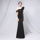 SOLVBAO 18732#6 Colors off-Shoulder Banquet Evening Dress Fashion Party Long Elegant Slim and Sexy Fishtail Dress