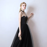 New Black Long Camisole Gown Dress Birthday Party Dress Banquet Host Performance Annual Party Evening Dress