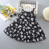 SOLVBAO New Girls Noil Poplin Dress  Summer Fashionable Floral Princess Dress Children Baby Thin Halter Skirt